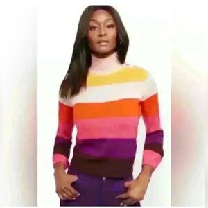 New York & Company multicolor color block striped knit turtleneck sweater Sz XS